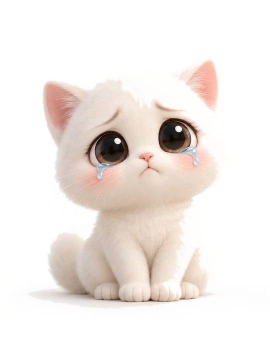 Gatito blanco con ojitos llorosos